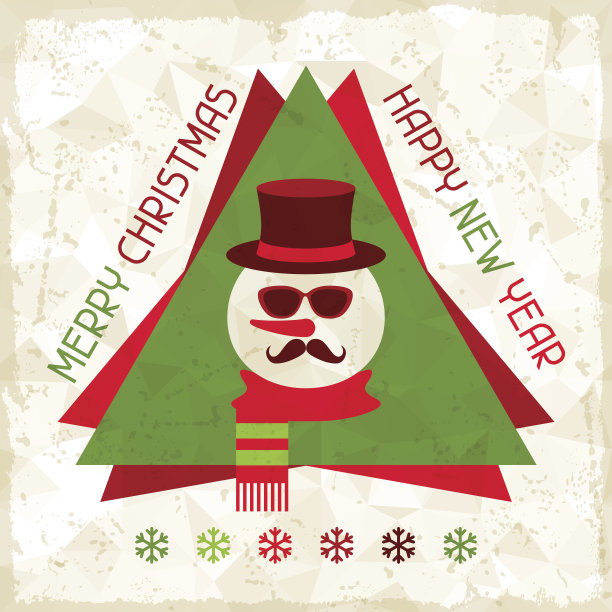 圣诞快乐的背景与雪人时髦的风格。图片下载