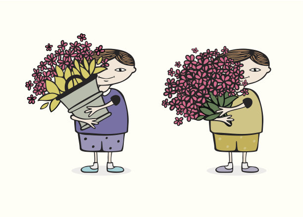 男孩用鲜花图片下载