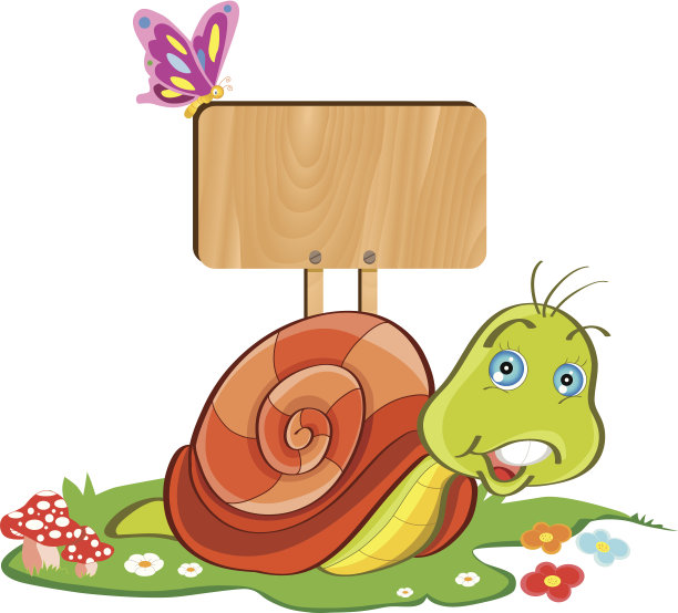 快乐的蜗牛与空板图片下载