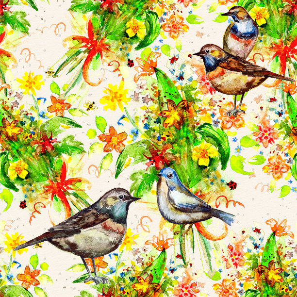 水彩花的无缝纹理图片下载