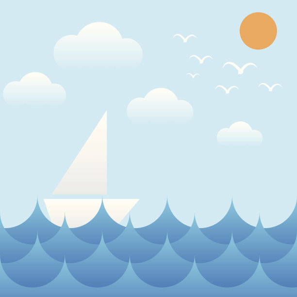 船在海浪，太阳，天空和云图片下载