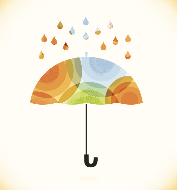 矢量多色孤立伞雨点图片下载