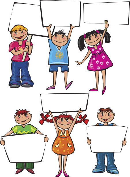 孩子们拿着空白的布告板图片下载