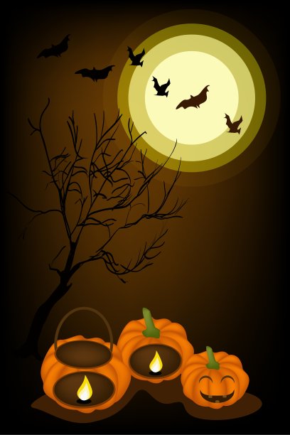 南瓜灯南瓜与烛光在夜晚背景图片下载
