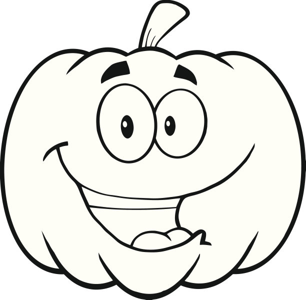 黑白万圣节快乐南瓜卡通吉祥物插图图片下载