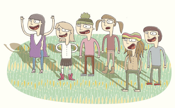 少年歌唱插图图片下载