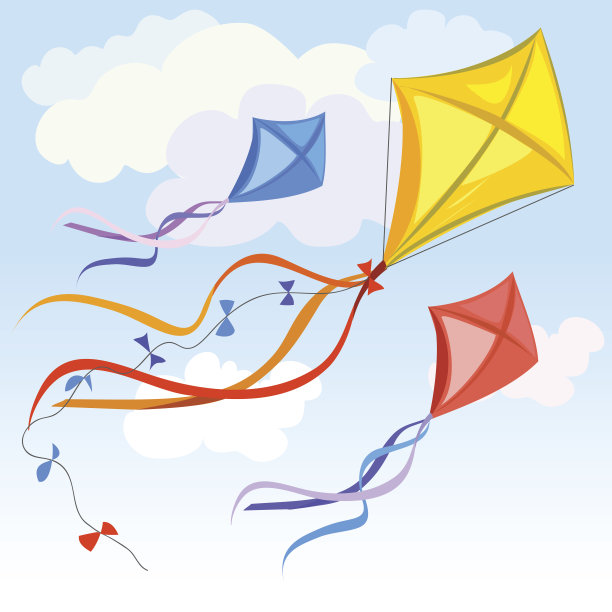 风筝和云彩的背景图片下载