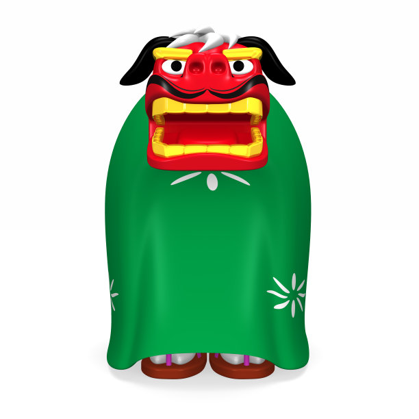站立舞狮正面视图图片下载