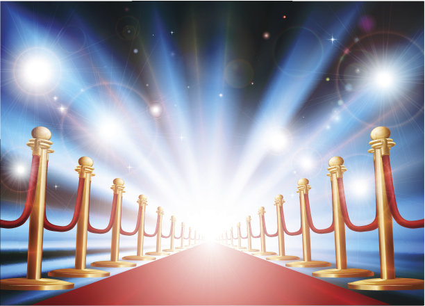 华丽的入口，红地毯和闪光灯图片下载