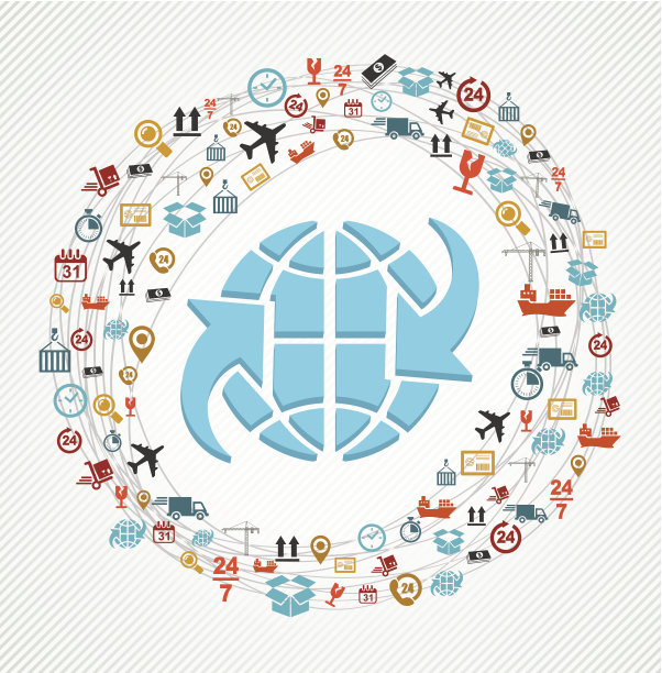 航运图标网圈世界符号概念插图。图片下载