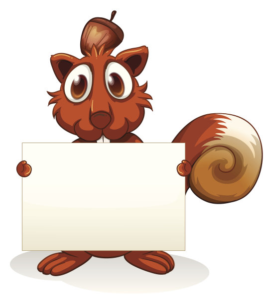 松鼠拿着一个空招牌素材图片