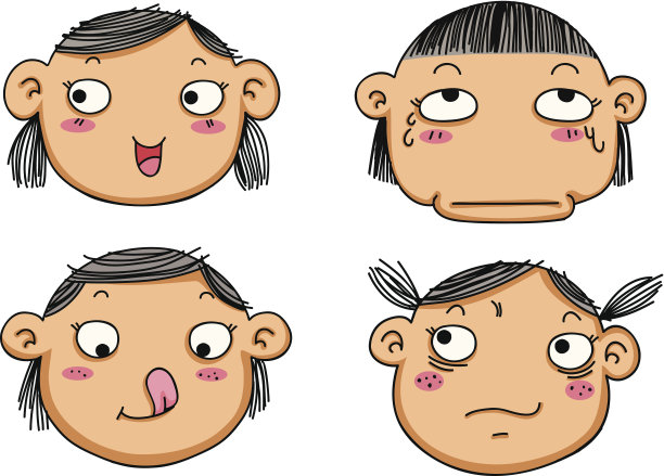 不同表情的女孩向量素材图片