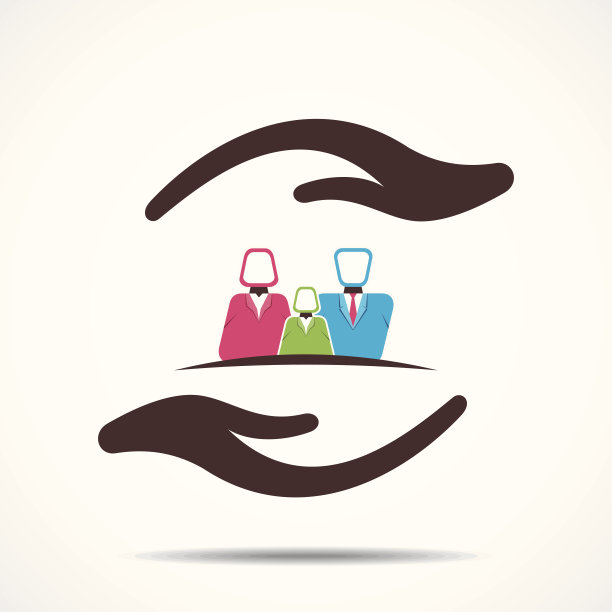 两只手牵着一个小家庭的风格化图形图片下载