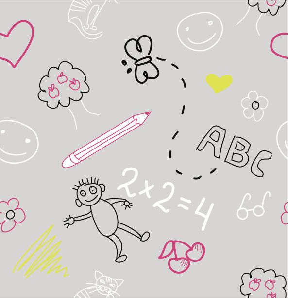 宝宝学校矢量无缝模式图片下载