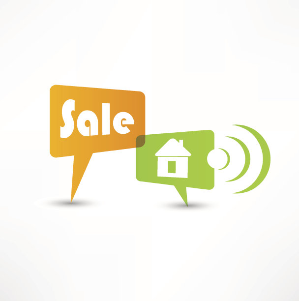 待售的房子。概念讲话泡沫图片下载