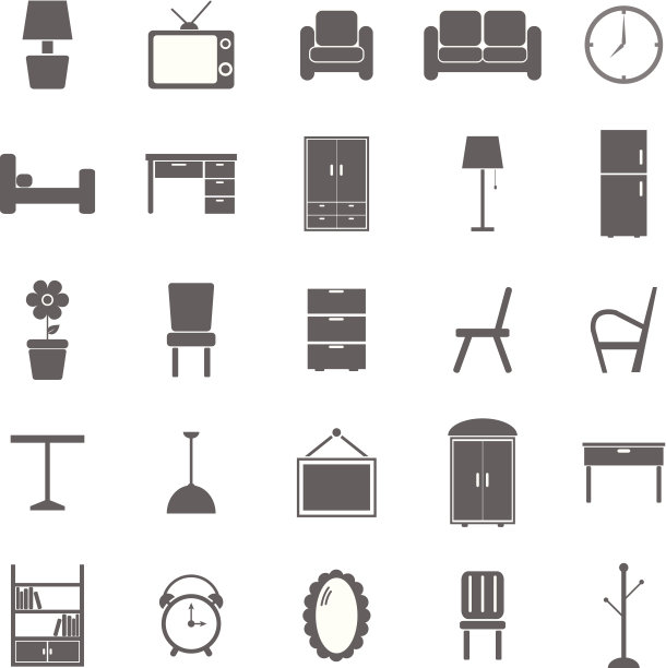 白色背景上的家具图标图片下载