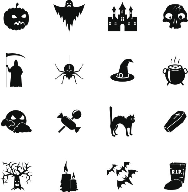 万圣节的图标集。图片下载