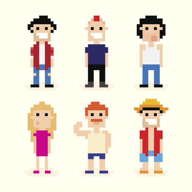 6个人的像素化图形图片下载