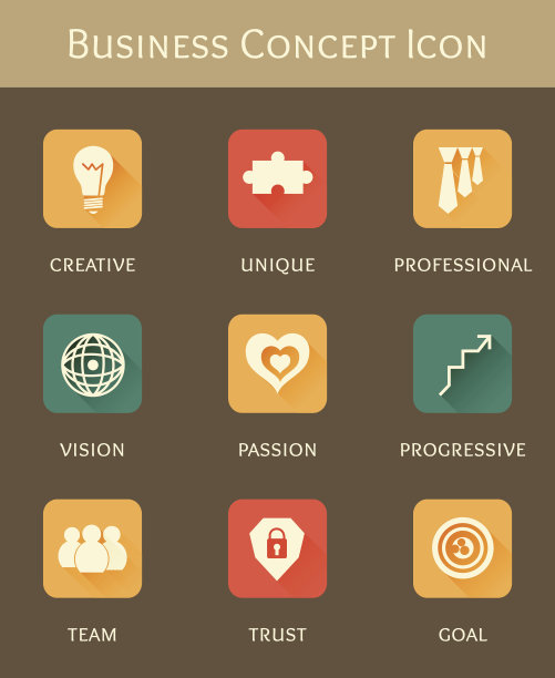 业务概念平面图标集图片下载