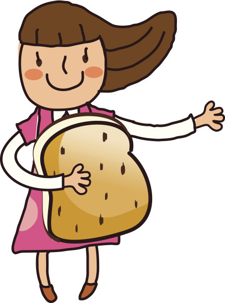 一个拿着面包的女孩的肖像图片下载