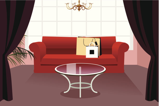 沙发上的购物袋素材图片