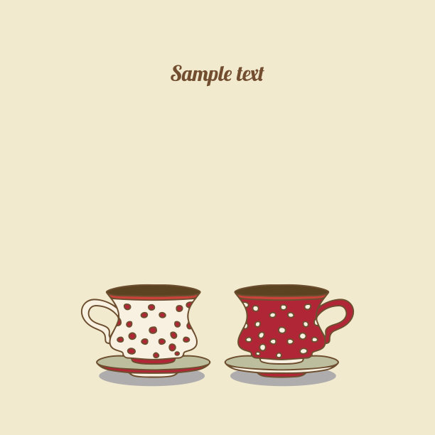 带杯子的复古卡片图片下载