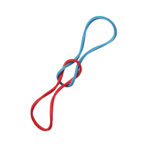 红色和蓝色橡皮筋隔离在白色上图片下载