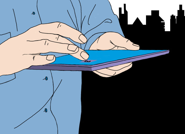 在城市里用平板电脑的男人图片下载