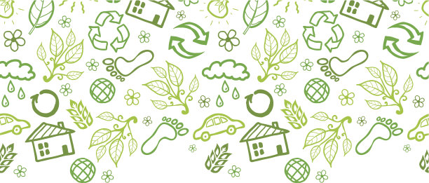 生态符号横向无缝图案背景边框图片下载