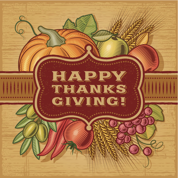 感恩节快乐复古卡图片下载