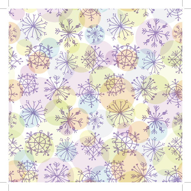 无缝图案与紫色的雪花在光的背景。向量图片下载