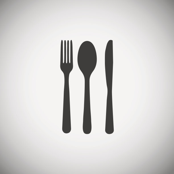 叉子、勺子和刀的轮廓出现在灰色的背景上图片下载