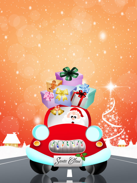 圣诞老人在车上图片下载