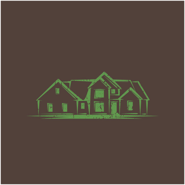 带有房子的复古插图图片下载