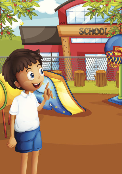 在学校操场上快乐的学生图片下载