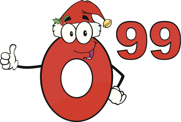 价格标签红色数字0.99与圣诞老人帽图片下载