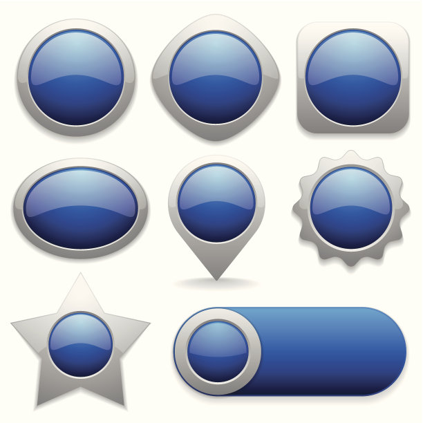 八个不同的蓝色按钮图片下载