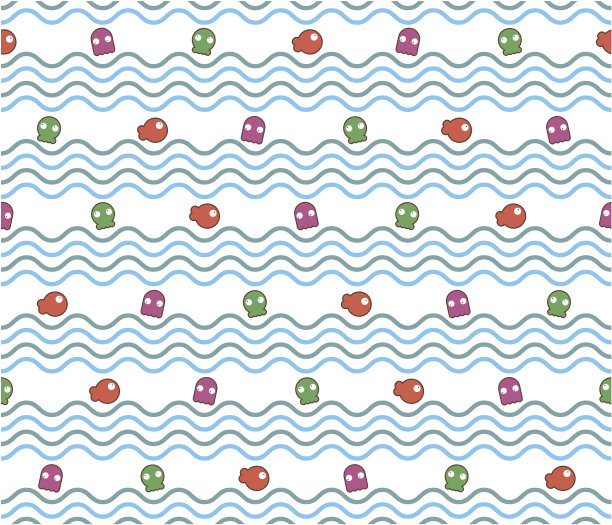 无缝海浪模式与鱼和章鱼图片下载