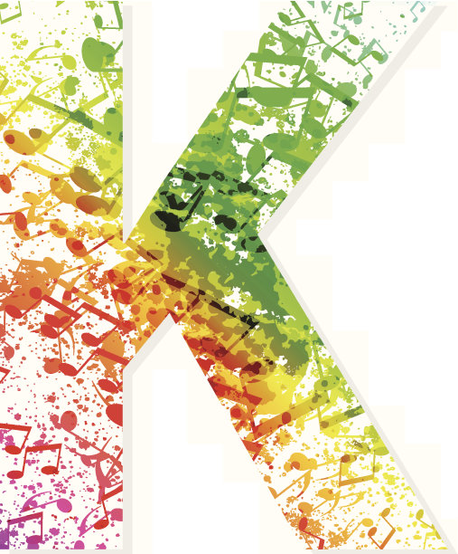 音乐主题邋遢字体。字母K图片下载