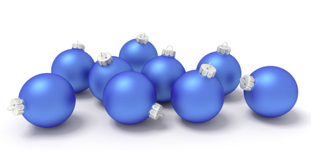 蓝色的圣诞球图片下载