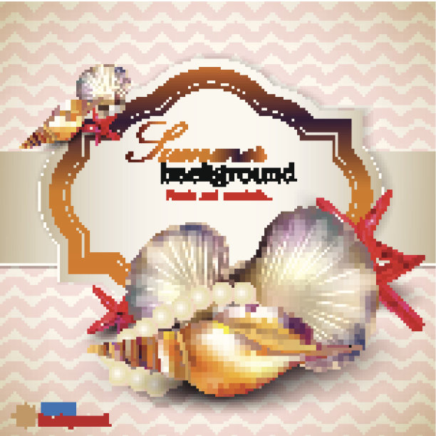 用贝壳和海星装饰的节日横幅图片下载