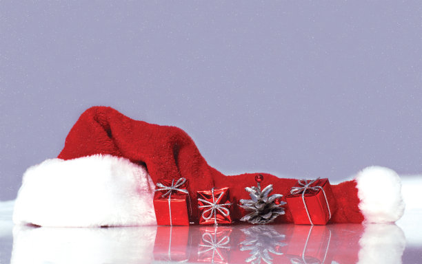 圣诞老人的帽子和礼物图片下载