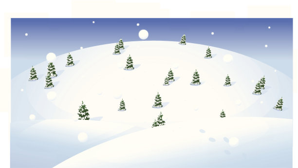 雪山景观上的冷杉树素材图片