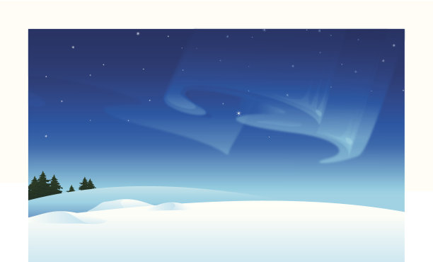 雪景和天空中的北极光图片下载