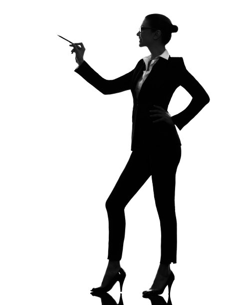 女商人指着展示剪影图片下载