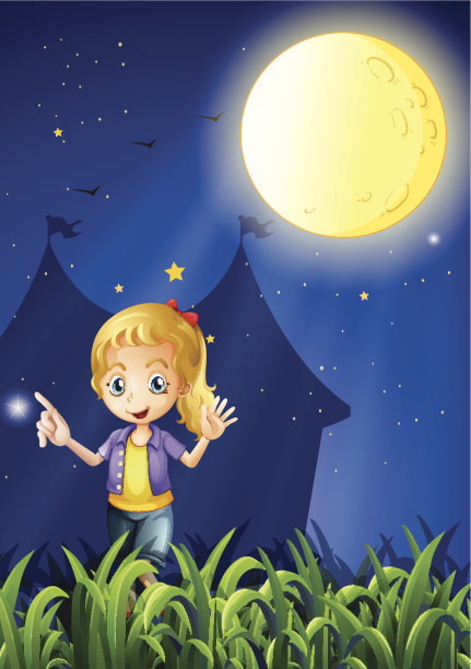 皓月下的少女图片下载