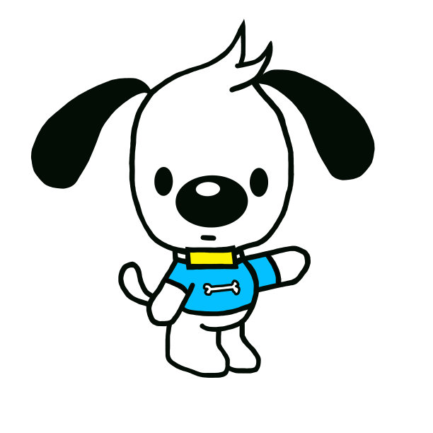 蓝色T恤的卡通狗。图片下载