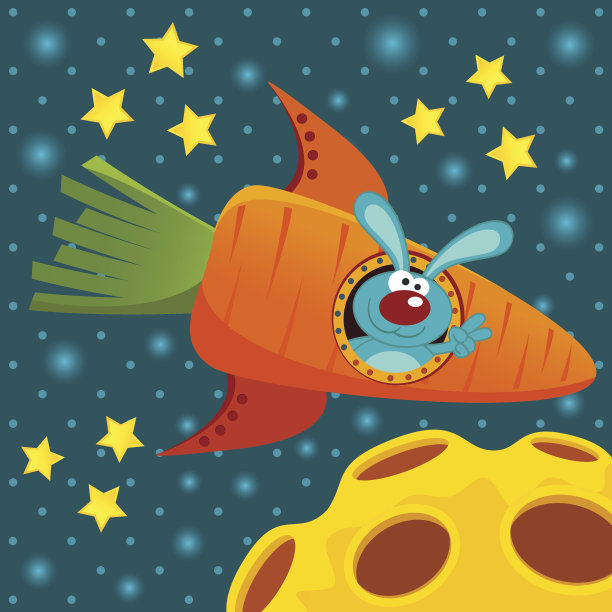 兔子坐在胡萝卜上素材图片