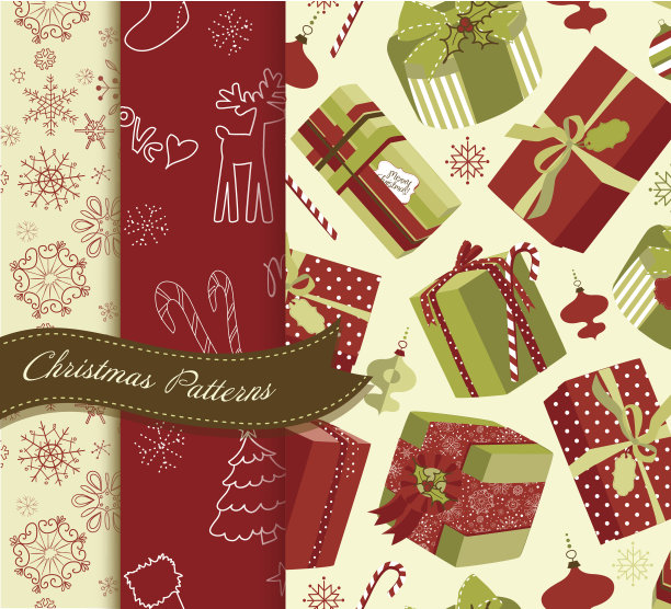 一套圣诞节无缝背景图片下载