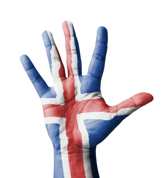 张开手，多用途概念，冰岛国旗绘制图片下载